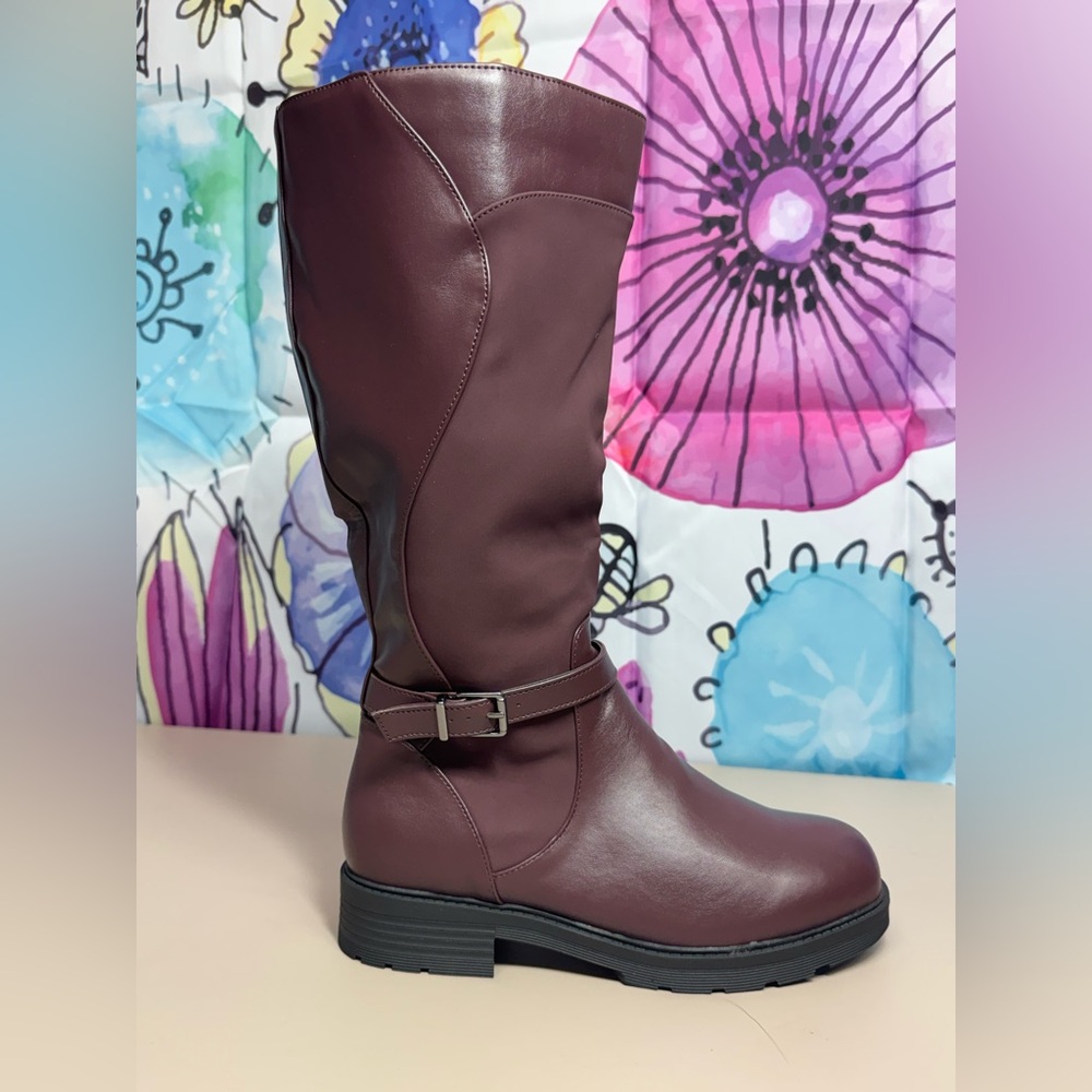 Easy Street Women's Maroon Heeled wide Calf Boots